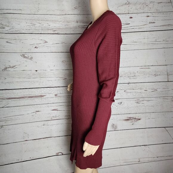 Central Park West Burgundy Long Sleeve Sweater Dress Large - Picture 3 of 8